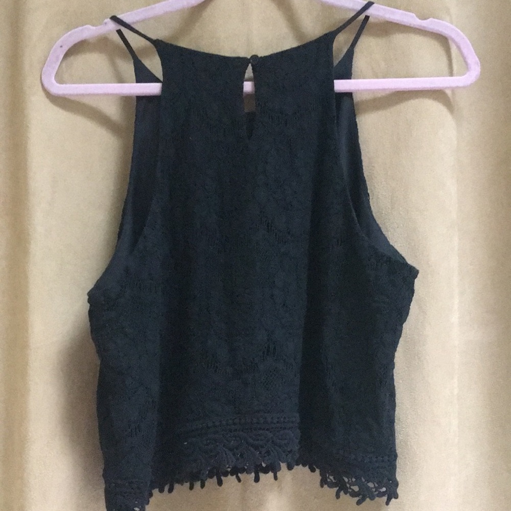 Black lace sleeveless Crop Top XL - Picture 3 of 3
